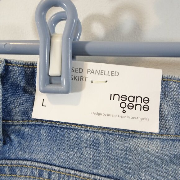 Insane Gene Distressed Panelled Denim Skirt Size L NEW Boho Festival Western - Picture 11 of 11